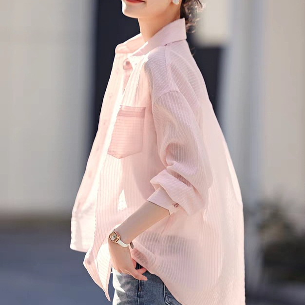 XWII Shirt Jacket Women's Summer Casual Simple Loose Slim Shade Lightweight Top