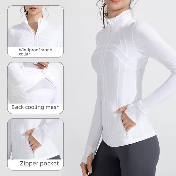 Lulu Zgly New Sports Jacket Women's Slim-Fit Running Long-Sleeve Yoga Wear Fitness Outdoor Top