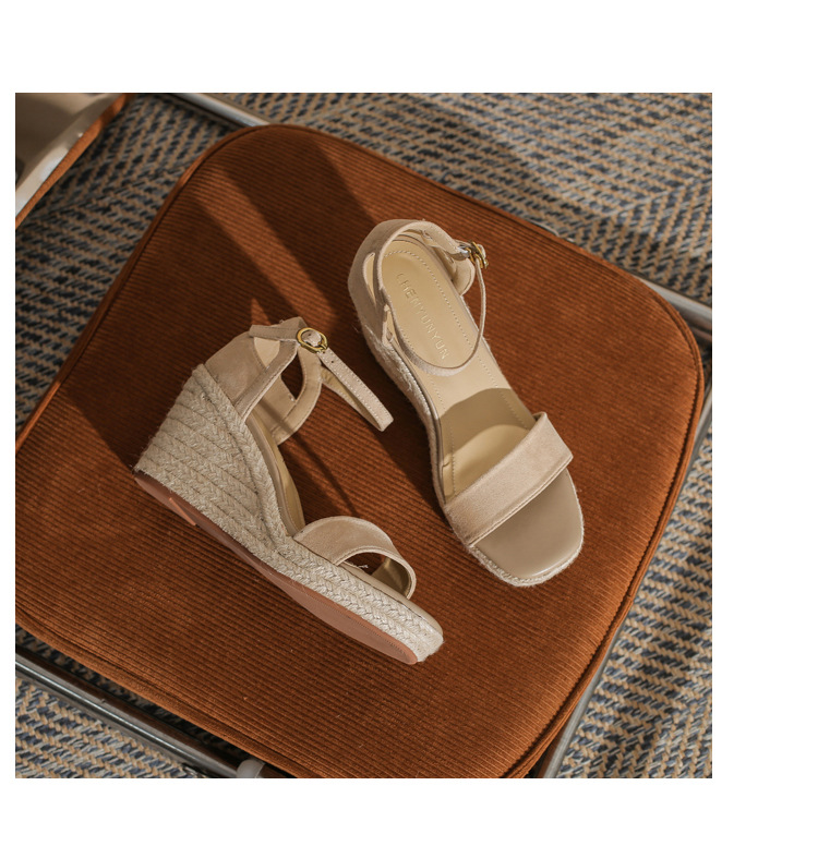 Sandal nữ gót xuồng cao đế dày hở mũi quai đan dây thừng — Xanh lá cây nhạtcolor chi tiết 20