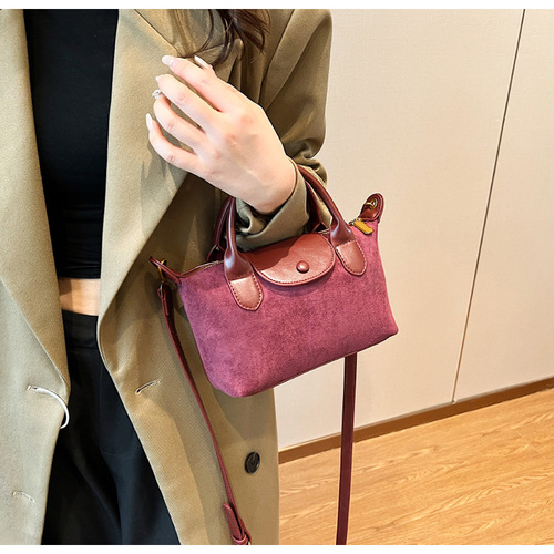 French-style popular matte leather dumpling bag for women,  new Korean version fashionable top-handle bag, versatile crossbody bag