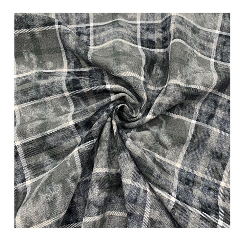 Vintage print process 21S plush grid shirt fabric, sandblasted shirt jacket pants material grid fabric