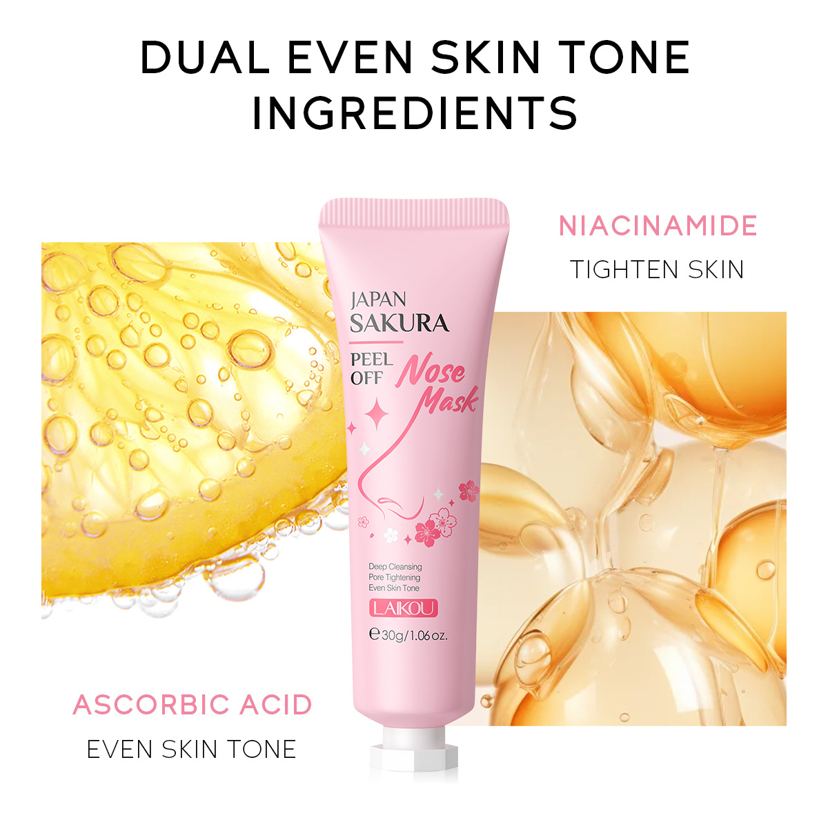 Cross-border LAIKOU Cherry Blossom Nasal Mask 30g Hydrating, Moisturizing and Cleansing Skin care product manufacturer's wholesale in stock undefined