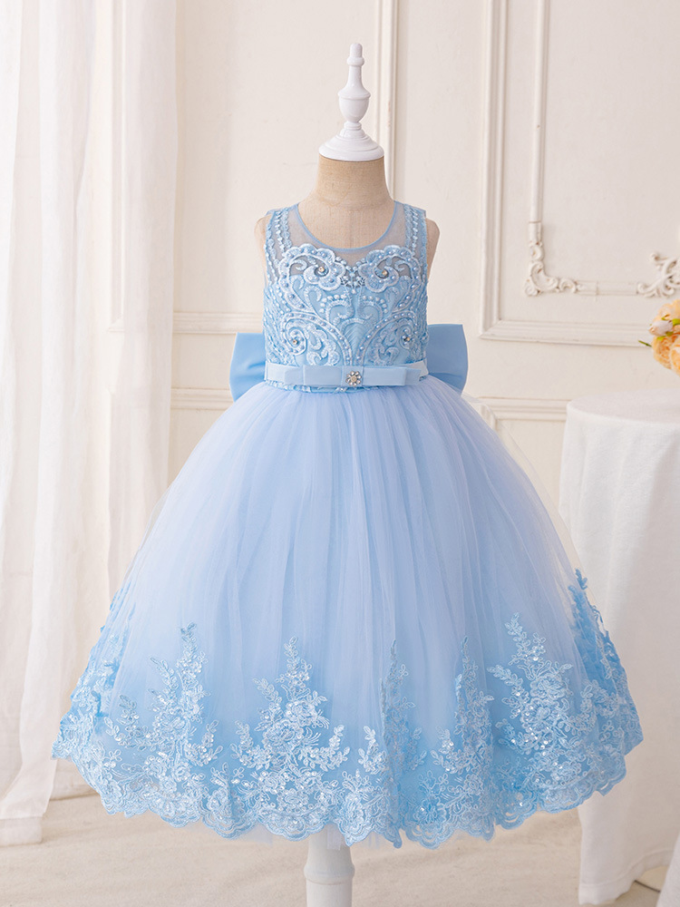 Vestido infantil transfronterizo vestido de noche vestido de boda vestido de cumpleaños de encaje vestido de princesa de niña