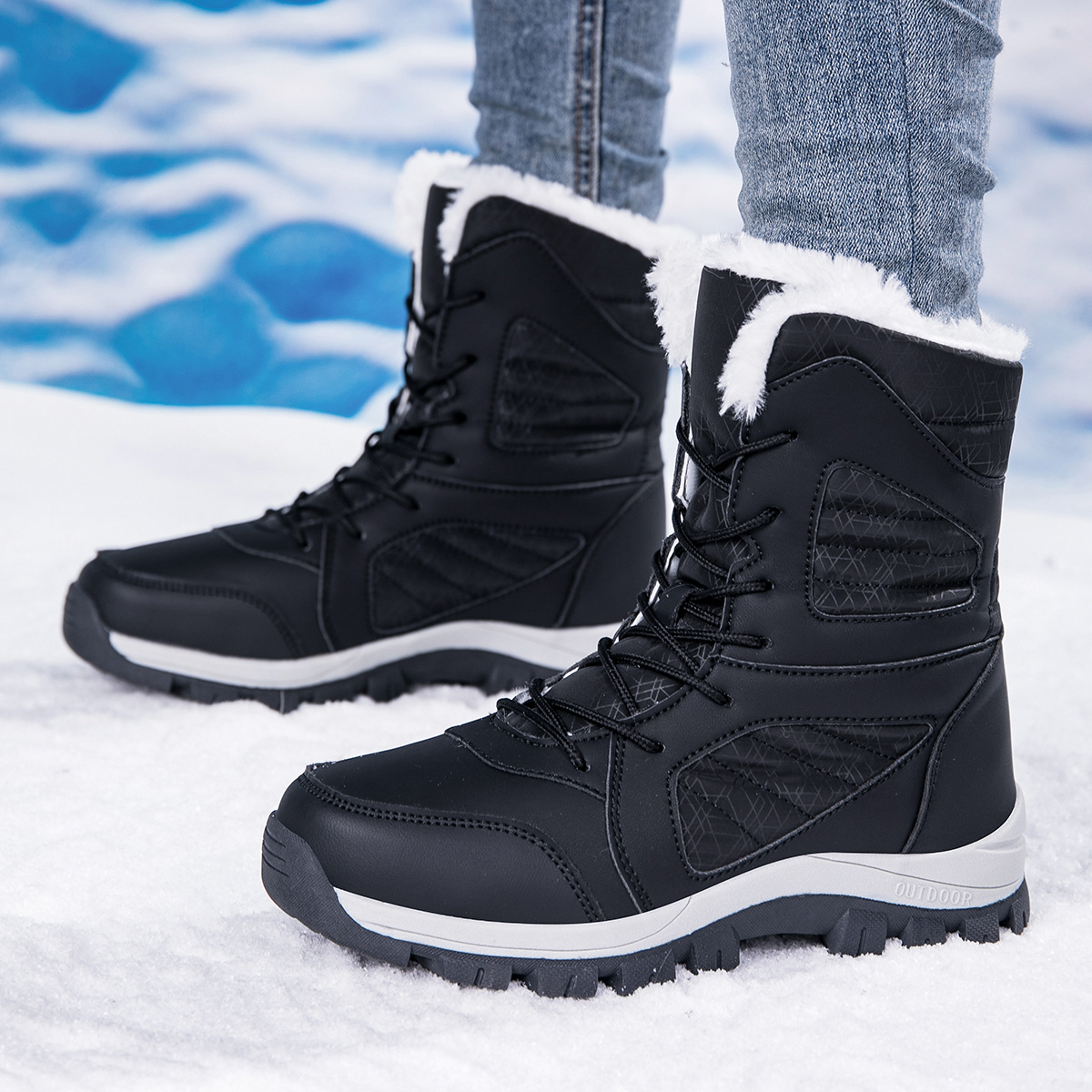 Botas de algodón de invierno para mujeres al aire libre más vello grueso calentamiento botas de nieve de comercio exterior zapatos de mujer de tamaño grande image 26