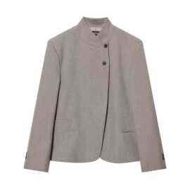 批发2026春新品欧美风女装高领西装外套西服   90484
