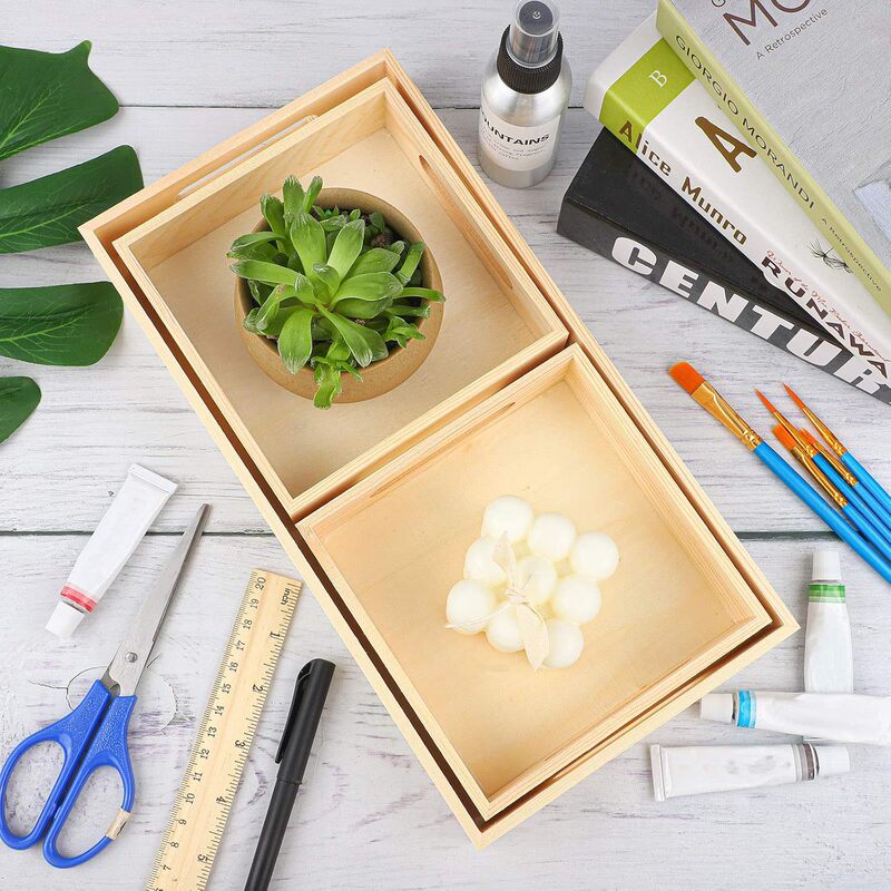 6-Piece Set of Durable and Sustainable Wooden Coffee Trays