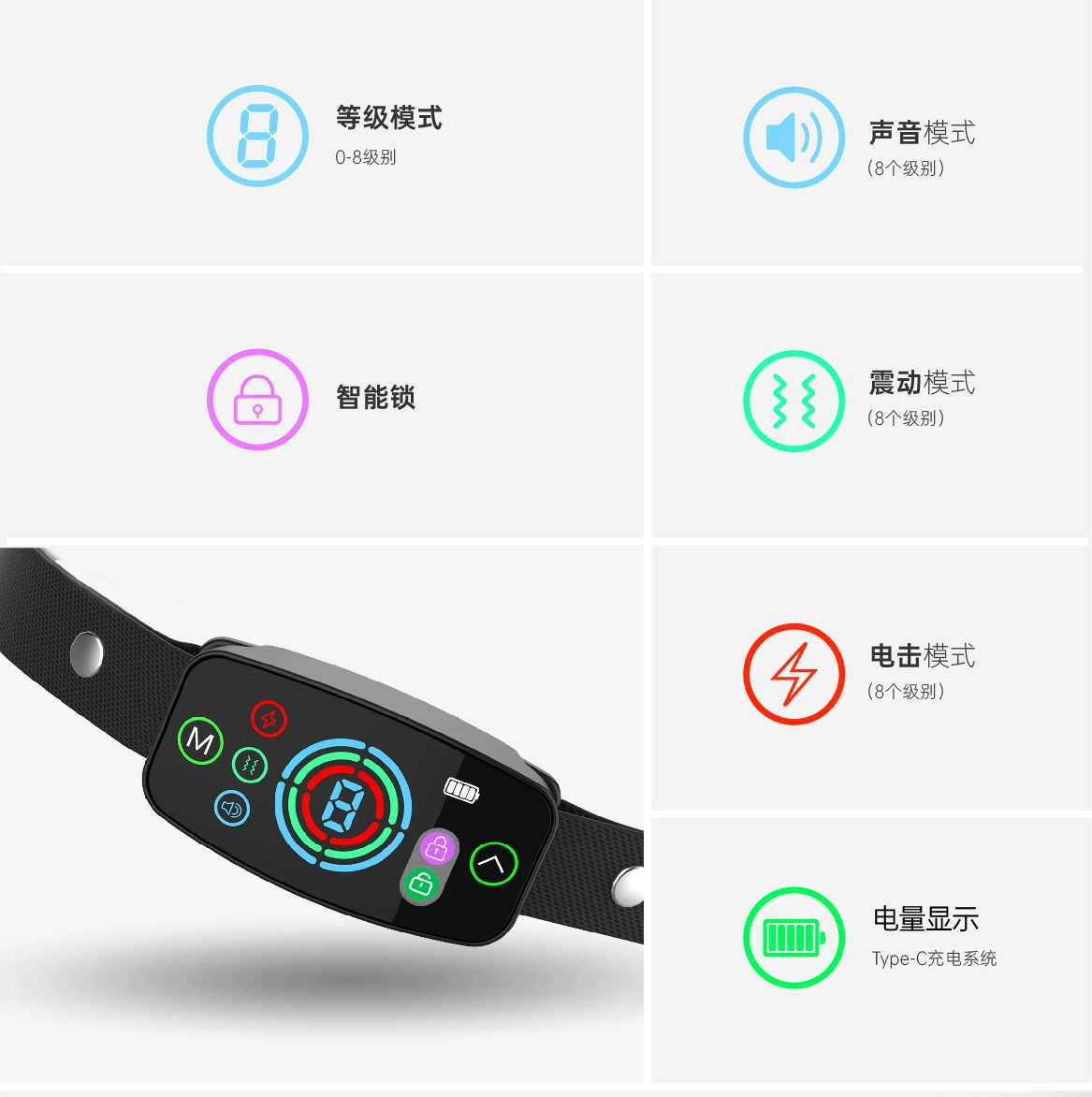 Популярное устройство против лая, умный тренировочный электронный ошейник с электрошоком, сенсорный экран, водонепроницаемый, с защитой от ошибочных откликов, с ИИ-алгоритмом, цветной экран для домашних животных, устройство против лая