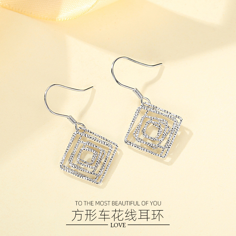 Plata de ley s925 luz lujo cuadrado pendientes florales 2021 nueva moda elegante estilo diosa