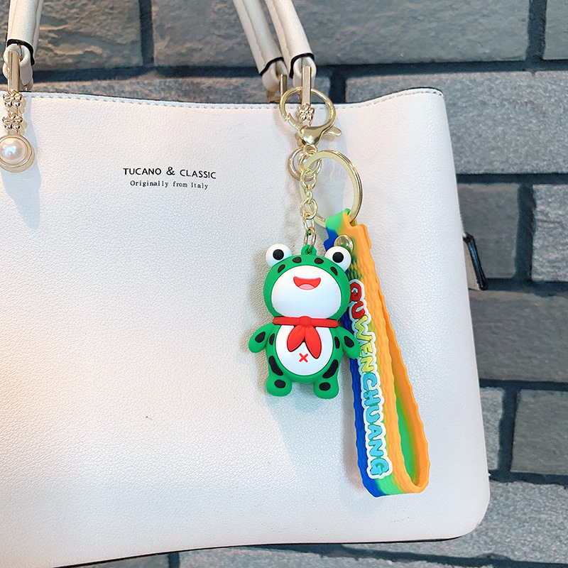 Internet celebridad Rana llavero lindo bufanda Rana muñeca de silicona coche llavero bolsa colgante pequeño regalo