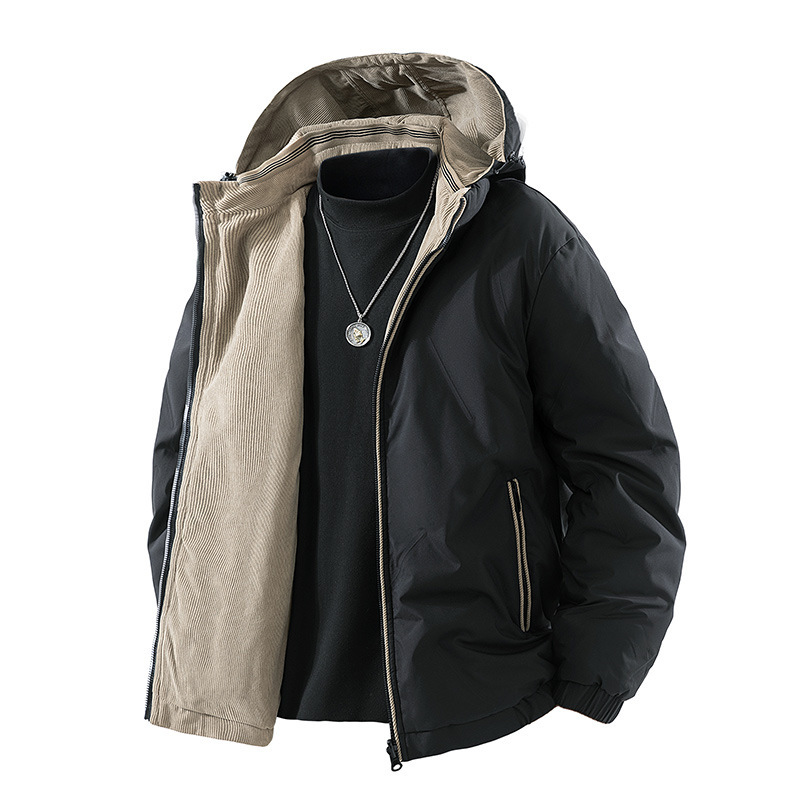 White Duck down Jacket Men's 2025 New Winter Reversible Hooded Fleece-Lined Thickeneded Warm Stand-Up Collar Cold-Proof Jacket