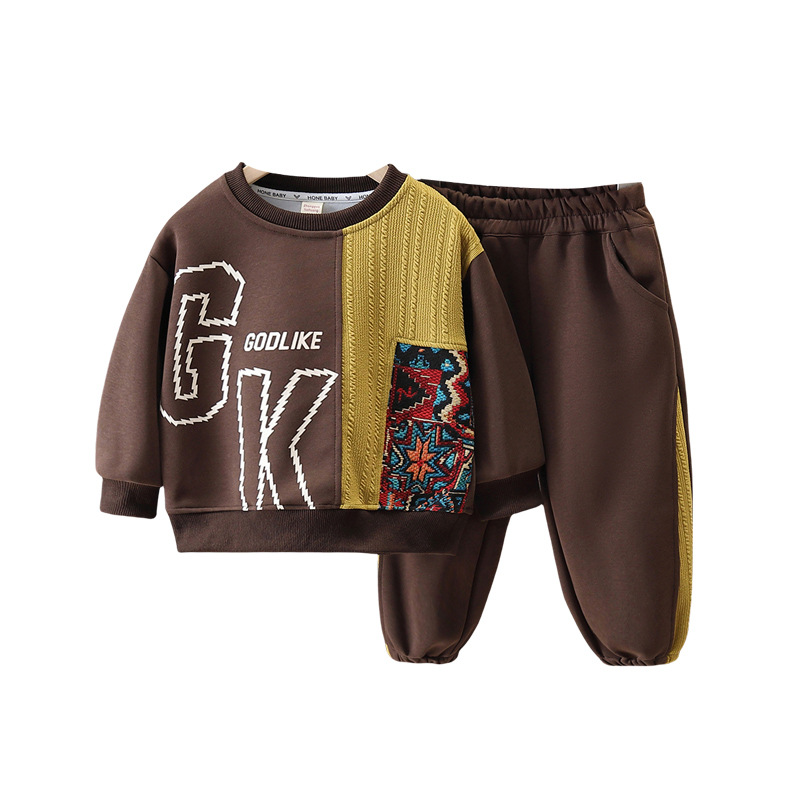 6321 Traje de otoño para niños 2025 nueva ropa de moda para niños suéter de otoño de dos piezas de primavera y otoño para bebés