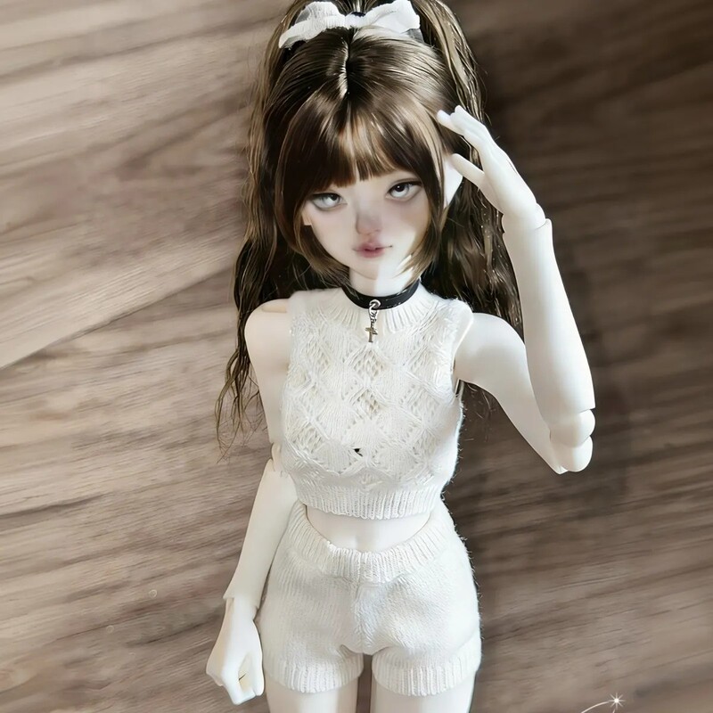 Bjd 1/4 Scale Doll Clothes Spring and Summer New Versatile Plaid Hollow Crochet Round Neck Knit Sleeveless Vest Sexy Set Bjd 1/4 Scale Doll Clothes Spring and Summer New Versatile Plaid Hollow Crochet Round Neck Knit Sleeveless Vest Sexy Set