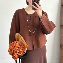 韩系圆领双面羊绒大衣女短款25秋冬宽松显瘦百搭小个子羊毛呢外套