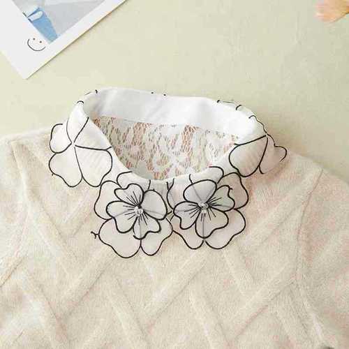 Shirt collar turned into Korean style small striped suit high collar shirt with pearl buttons white false collar