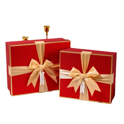New red gift box creative bow packaging box heaven and earth cover companion gift box gift box custom small batch