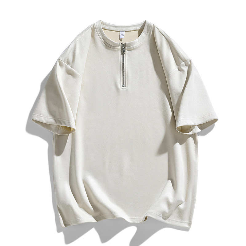 Camiseta de cuello redondo de camiseta de camiseta de manga corta de gamuz de moda de verano para hombres, camiseta de polo con semicirremela para niños, camiseta de camiseta de camiseta