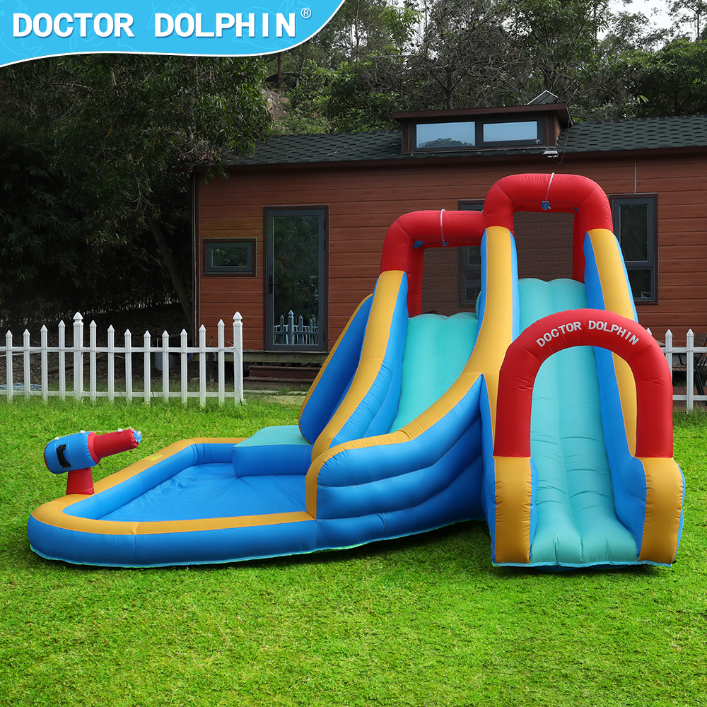 Doctor Dolphin hogar agua spray Castillo agua diapositiva Castillo hogar partido casa castillo inflable pequeño parque acuático