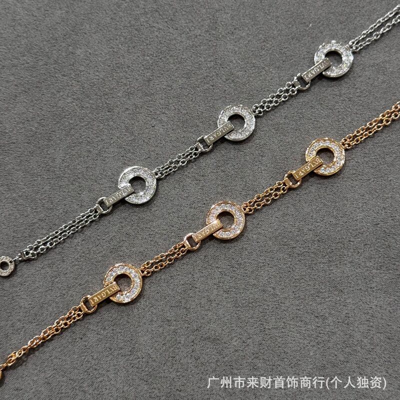 High-End Version Round Coin Bracelet with Copper Coins, Fortune-Turning Design, Fully Inlaid with Diamonds, Exquisite Craftsmanship, Double-Layer Circle Jewelry for Women