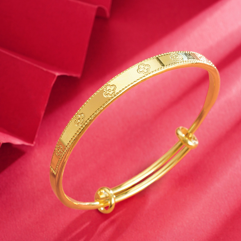 Pulsera de trébol de oro de Vietnam pulsera de bambú de aleación de cobre sin desvanecimiento de larga duración para mujer pulsera de oro de imitación joyería