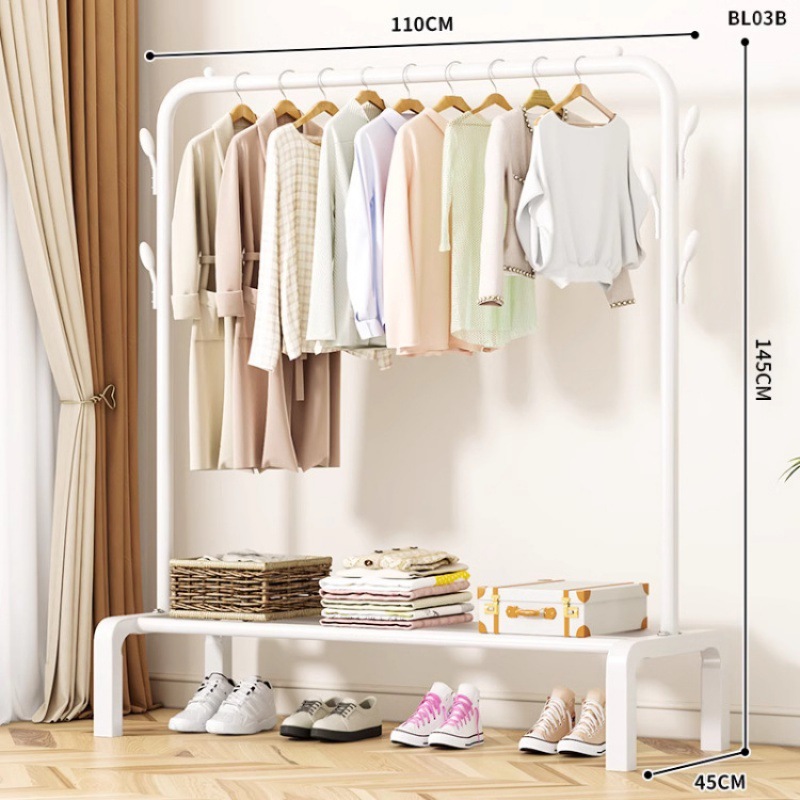 Dormitorio doméstico simple percha de ropa balcón percha de ropa varilla de secado de hierro forjado percha de secado de doble varilla piso vertical