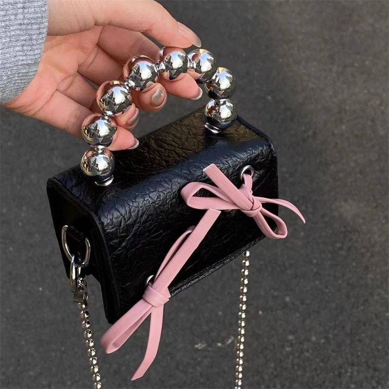 Niche Designer Bag Bow Mini Chain Headphone Bag Cute Sweet Hand Shoulder Crossbody Bag for Women