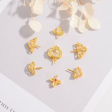 S925银镀金古法工艺无事牌吊坠珍珠扣和田玉镂空夹扣直播专供SK15