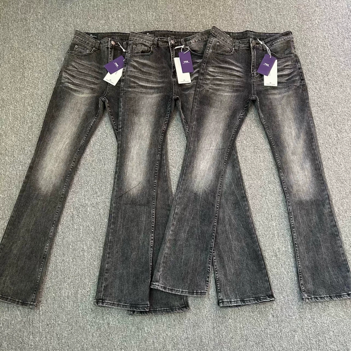 Американский стиль улиц VIBE Fengxian стирка Black Gray Vintage517 текстура микро-эластичный slim джинсы мужские