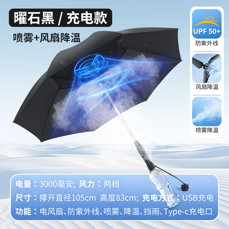 옵시디언 블랙 스트레이트 핸들 모델 (USB 충전 모델 + 리튬 배터리 3000Ah + 풍속 2단계)