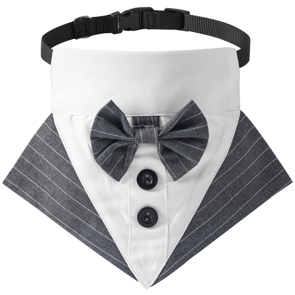 Nueva ropa de rayas para mascotas traje Toalla de triángulo guapo Toalla de saliva para mascotas Toalla de triángulo para mascotas de boda