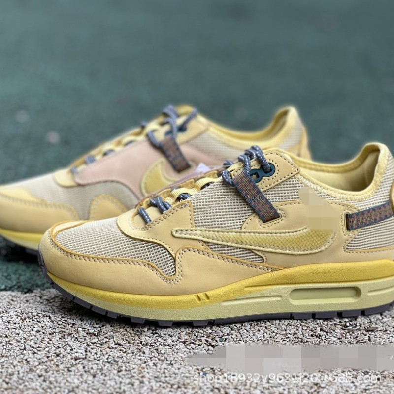 Putian Shoes Pure Original Travis Scott Air Max1 Saturn Gold Retro Barb Wear-Resistant Men