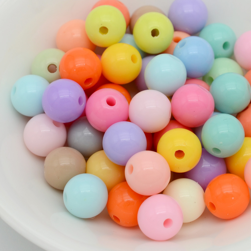 马卡龙手感漆圆珠橡皮漆橡胶亚克力珠子手机链手链项链饰品配件