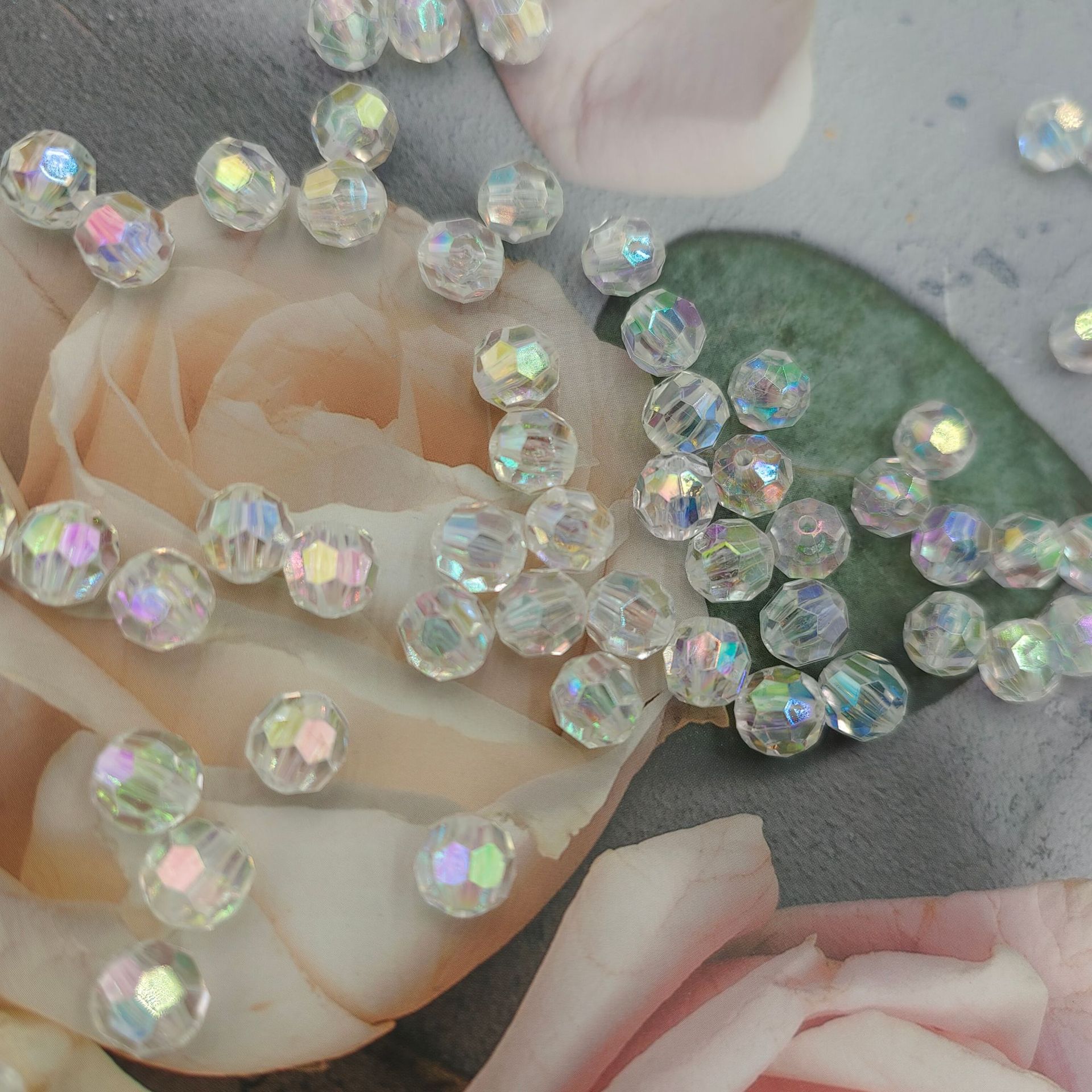 幻彩36面角珠diy手作りアクセサリー直孔散珠ブレスレットアクセサリー生放送ネットレッド