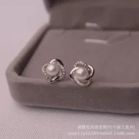 Серьги из натурального пресноводного жемчуга 6-7 мм, серьги из стерлингового серебра с четырехлистным клевером, высококачественные изысканные серьги