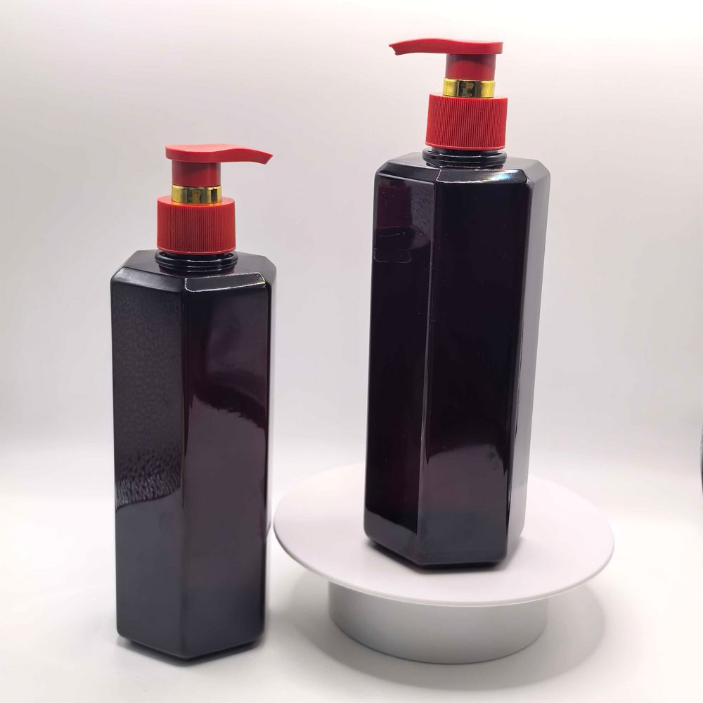 厂家直销500毫升pet六角瓶洗发水沐浴露按压式空瓶分装瓶替换瓶子