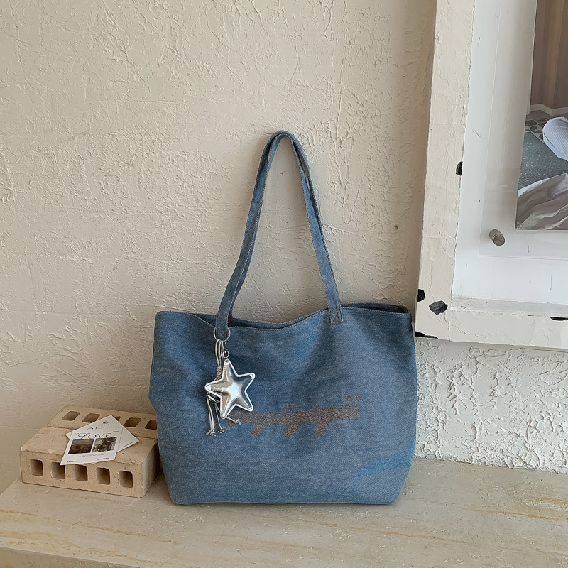 Bolsas de jeans de gran capacidad para mujeres 2026 verano nuevo estilo coreano bolsas de compras de moda viaje ocio bolsas de hombro