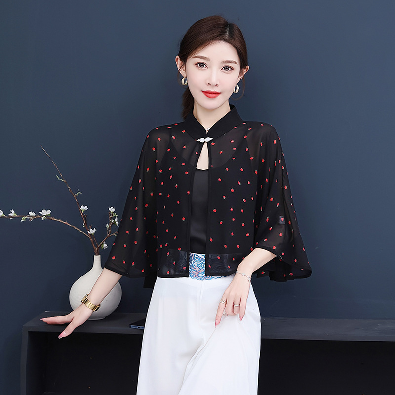 芙黛怡9610款搭配吊带裙的小外套雪纺防晒开衫薄款小披肩外搭罩衫