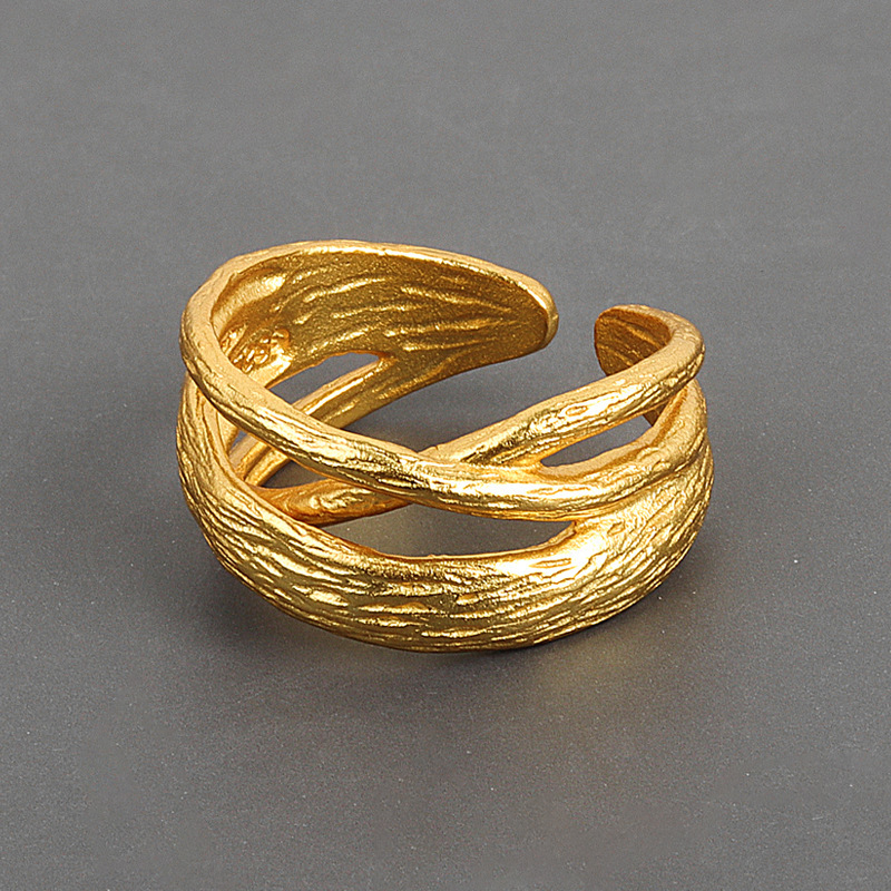 Fashion Hollow Multi-layer Korean New Simple Branches Winding Golden Open Ring display picture 1