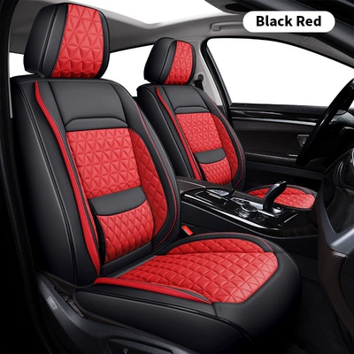 full surround seat cover, Seat cushion, seat cover - black-red-all-five-seats