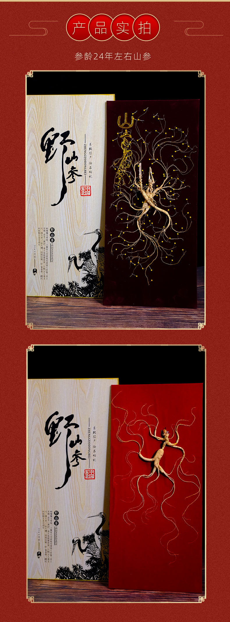 Jilin Changbai Mountain Forest Ginseng Gift Box Dried Ginseng Root for Cooking Elderly Gift preparation