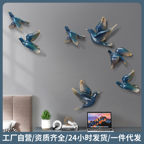 Cross-border wholesale European-style 3D bird wall decor, wall-mounted stickers—creative living room & entryway background wall decorations, perfect for hanging on walls.