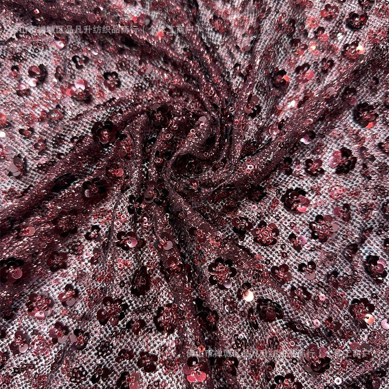 Tejido bordado tubo de perlas bordado diafragma bordado vestido de tela diafragma polvo pulverizado polvo brillante tela de moda stock
