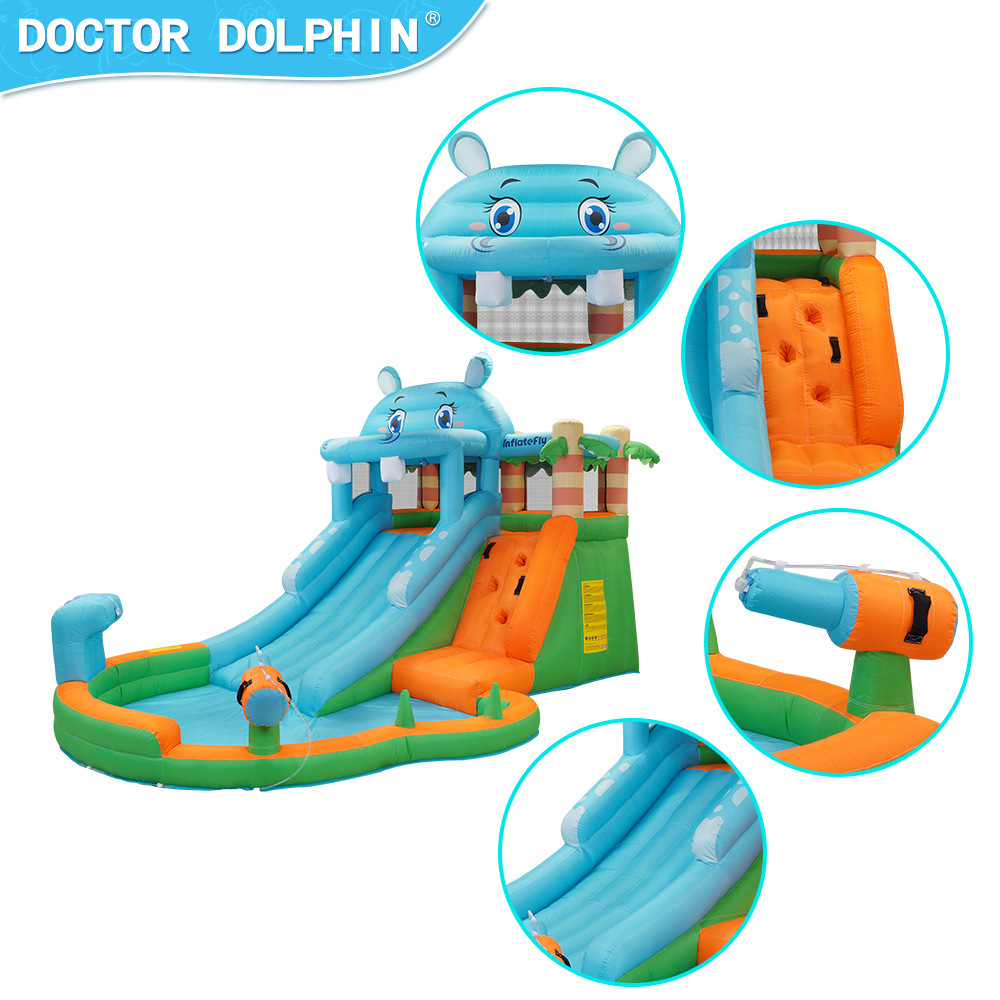 Dr. Pig infláble castillo indoor para niños spray slide cama de salto fiesta doméstica pequeño castillo infláble de agua