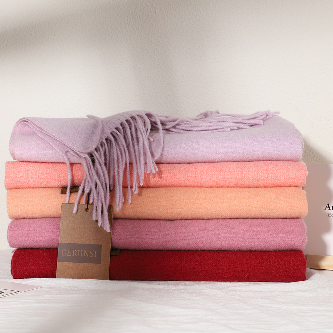 Einfarbiger Damen-Schal mit Widerhaken, 300 Ke Ge Runsi, Kaschmirimitat, einfarbig, verdickter Hals, einfarbig, Herbst und_voghion.com