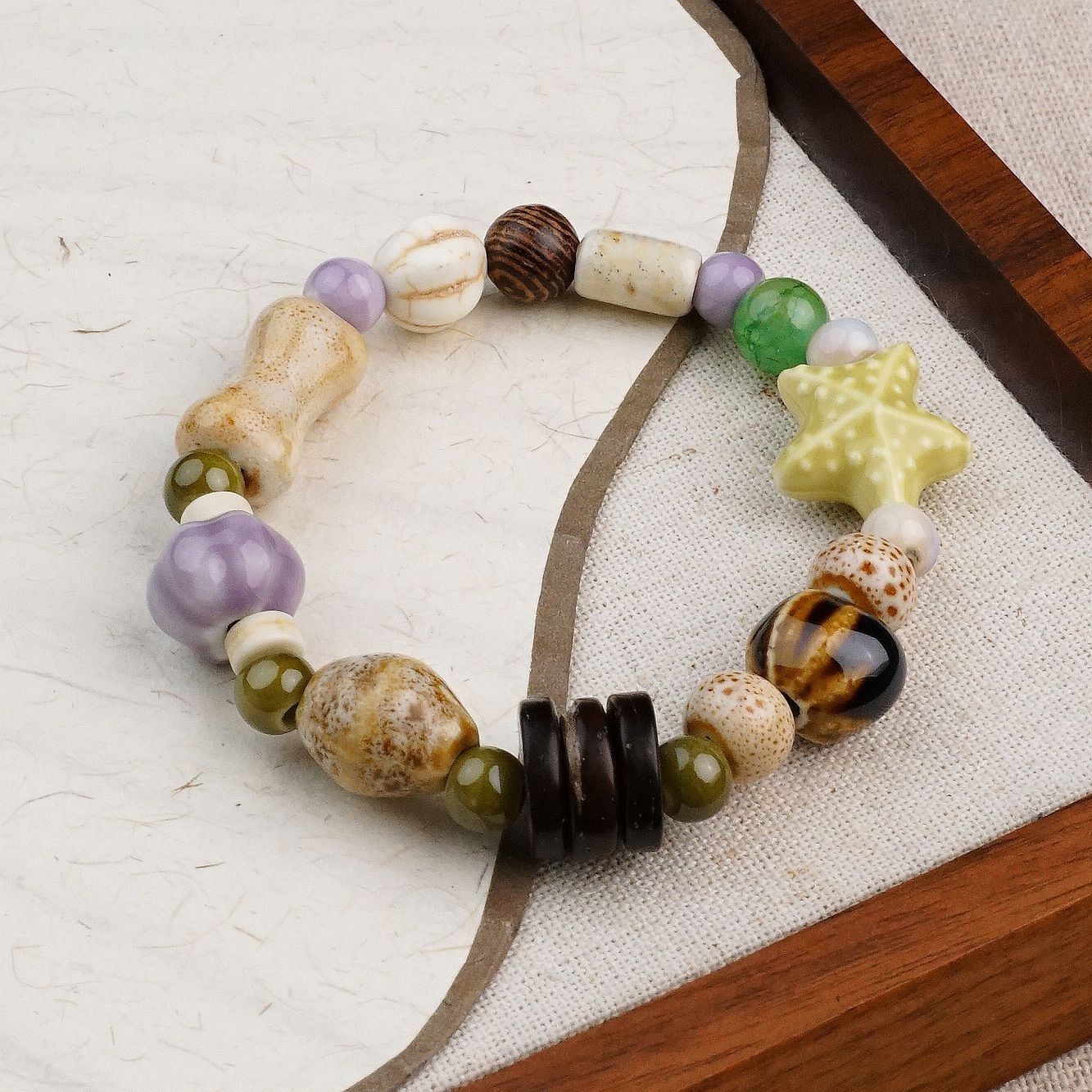 Jingdezhen pulsera de cerámica de verano mujer alta sensación galletas serie de gatos nicho diseño universal pulsera alta sensación