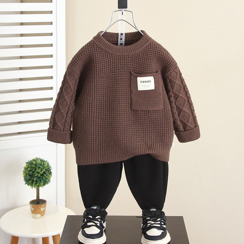 6843 suéter grueso para niños otoño e invierno 2025 nueva camisa de fondo coreana para niños suéter de invierno para bebés suéter image 1