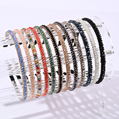 2023新款水晶串珠發箍韓國氣質簡約細邊壓發防滑頭箍日系甜美髮飾