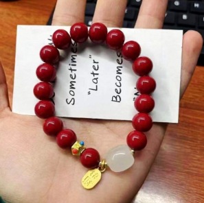 S053-10MM pulsera de la fortuna de imitación cinabrio#tamaño 411