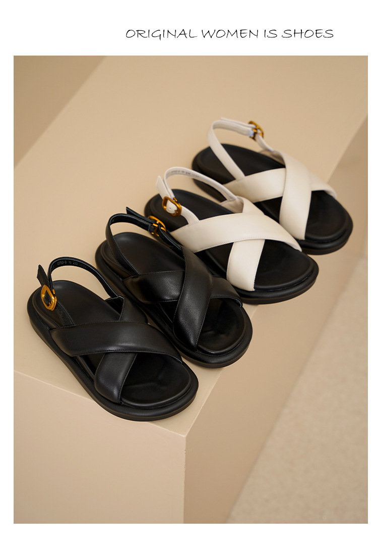 Sandal hở ngón đế dày thường ngày cho nữ – giày đi biển đế bằng hở ngón thời trang đơn giản — Màu đen chi tiết 15