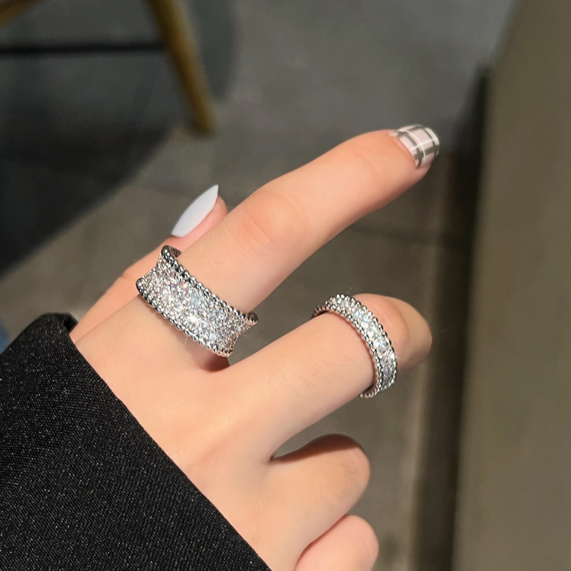 Simple Style Geometric Silver Plated Inlay Zircon Womenu0027S Open Ring 1 Piece