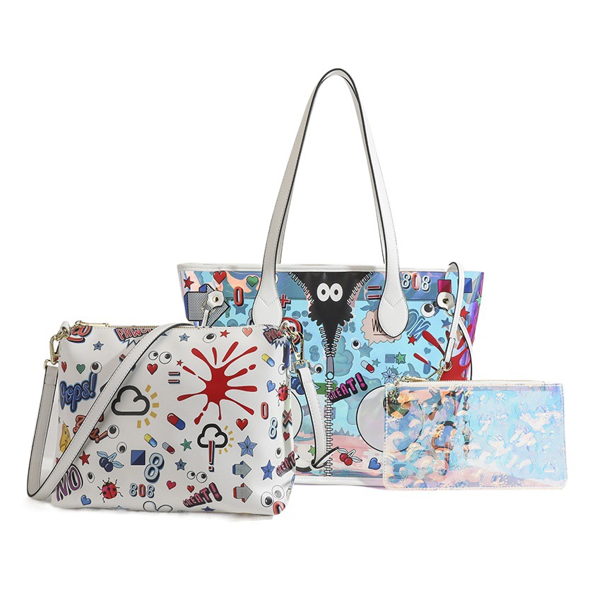 Bolso grande para suegra, conjunto de tres piezas, bolsa transparente de gelatina láser, bolsa de almacenamiento, moda 2023, 2392 #